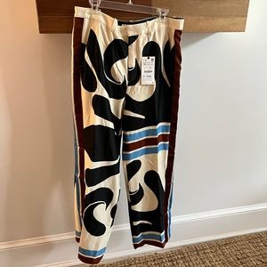 ZARA Silk blend geometric pattern pants. NEW w/ tags. Size XL